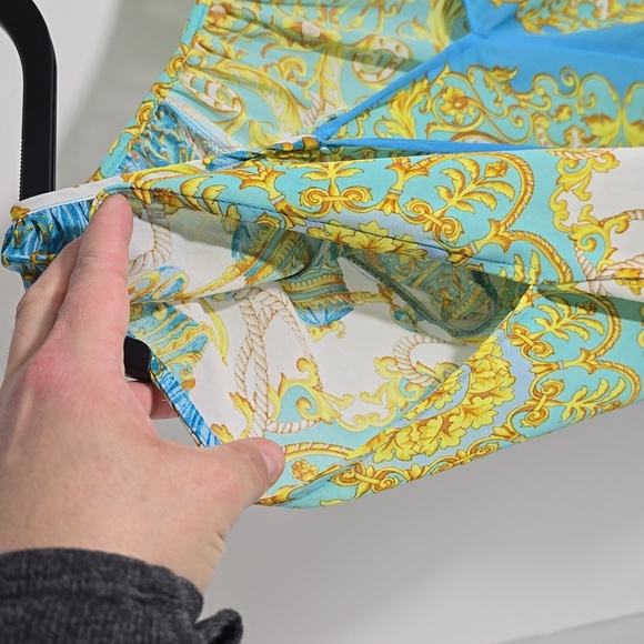 {Caché} Women’s Blouse Multicolor Tassel Print Tie Cold Shoulder Blouse - Size S - Picture 7 of 12